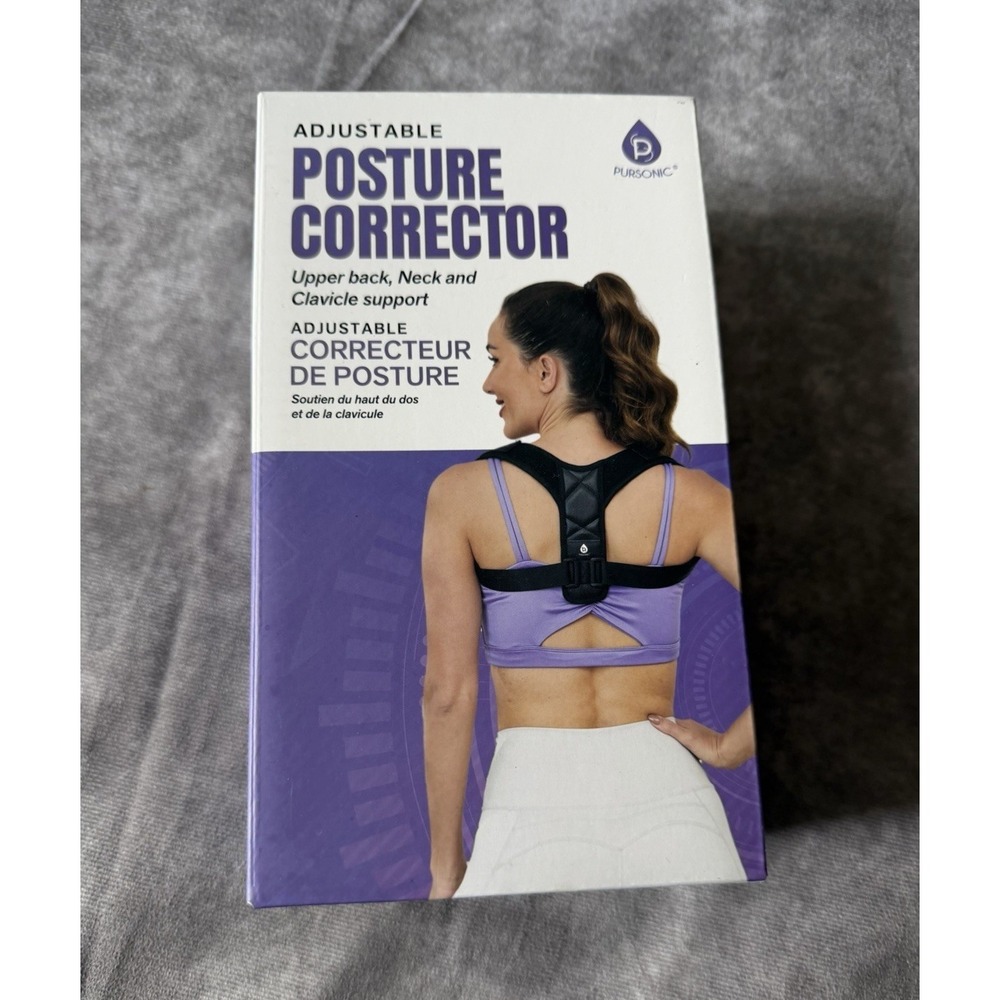 Pursonic Adjustable Posture Corrector Back Neck Clavicle Shoulder Black PC26